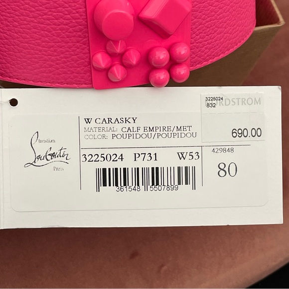sold Christian Louboutin Carasky Leather Belt 80cm/32" - Poupidou (Pink) - Picture 10 of 11